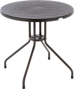 Stół balkonowy okrągły 80 cm, stalowy, brązowy blat