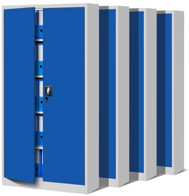 Zestaw 4x biurowa szafa metalowa na akta JAN H, 900 x 1950 x 400 mm, szaro-niebieska