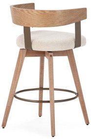 Kremowe/w naturalnym kolorze tapicerowane hokery zestaw z podłokietnikami 2 szt. Ilia – MOME