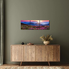 Obraz - Krajobraz kwitnących gór (z zegarem) (90x30 cm)