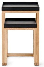 Zestaw 2 stolików z drewna dębowego z czarnym blatem Wireworks Oak