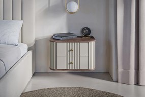 Zestaw szafek nocnych wiszących Vesper 56 cm - kaszmir / orzech / złote uchwyty