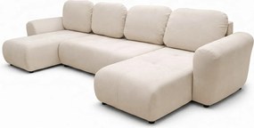 Stylowy narożnik rozkładany BINGO U L 315x146 cm w tkaninie PAROS 1 kości słoniowej