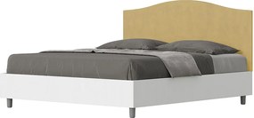 Łóżko wyposażone w stelaż z listwami 160x190 konstrukcja Frassino biała zagłówek microfibra Okra Grace