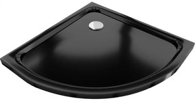 Mexen Flat brodzik półokrągły slim 80 x 80 cm, czarny, syfon chrom - 41708080