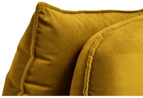 Żółta aksamitna sofa z czarnymi nogami Kooko Home Lento, 198 cm