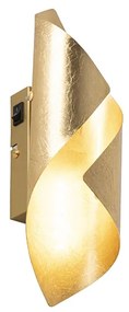 Retro Kinkiet / Lampa scienna liść złoty z włącznikiem - Belle ArtDeco Oswietlenie wewnetrzne