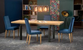 Velvetowe krzesło na nogach w kolorze dębu miodowego Diego 3