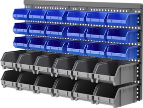 DURHAND Regał na Śrutę, Magazyn Warsztatowy, 30 Pudełek w 2 Rozmiarach, Składane, 63x18x37,5cm, Niebieski