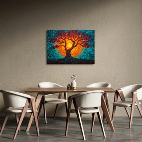 Obraz - Drzewo życia i słońce w mozaice (70x50 cm)
