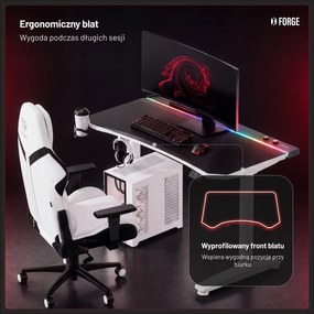 Elektryczne biurko dla graczy RGB Diablo X-Forge, 140x70 cm, czarno-białe