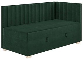Ciemnozielone narożne łóżko dziecięce ze schowkiem i materacem 90x200 cm Snugi – Ghado