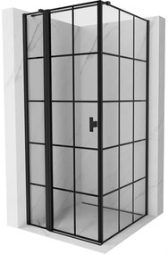 Mexen Mist T kabina prysznicowa uchylna lewa 90 x 90 cm, czarna kratka, czarna - 8A4T-090-090-70-77-L