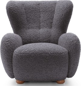 Czarny fotel boucle typu uszak C1-L25