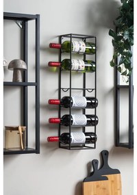 Czarny wiszący metalowy regał na wino liczba butelek 6 Single – PT LIVING