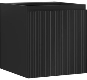 Mexen Rivel szafka łazienkowa podumywalkowa 45 cm, 1 drzwi, ryflowana, czarny mat - 91A21-04547-1-BF71