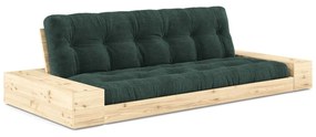 Ciemnozielona sztruksowa rozkładana sofa 244 cm Base – Karup Design