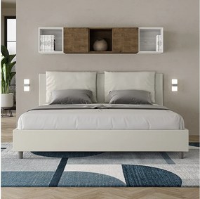 Łóżko bez stelaża tapicerowane 180x200 sztucznej skóry Biały Antea