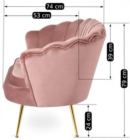 Sofa ZENDAYA Dwuosobowa Różowa Muszelka Glamour do Salonu