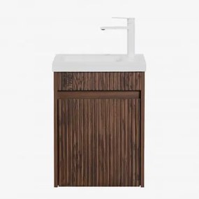 Zestaw Wiszących Mebli Łazienkowych Zintegrowany Z Umywalką Narek Ciemna Czerń & Bezlusterkowiec & Biała - Sklum