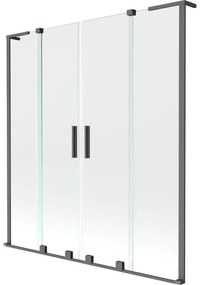 Mexen Velar L Duo parawan nawannowy 2-skrzydłowy rozsuwany 140 x 150 cm, transparent, gun metal - 896-140-003-02-95