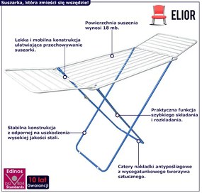 Biało-niebieska stojąca suszarka na pranie K5-Z20