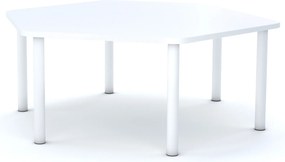 Stół szkolny Smart sześciokątny 140x120 cm, rozmiar 4-6, blat biały / nogi białe