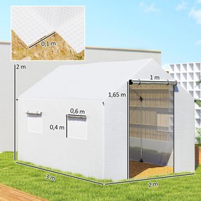 Outsunny Szklarnia 3 x 2 x 2 m tunel foliowy z 4 oknami z siatką, szerokimi rolowanymi drzwiami na zamek, moskitierą, UV-odporna | Aosom PL