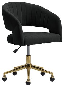 Krzesło biurowe z weluru - Czarny i złoty - Regulowana wysokość - TIRIESI Pascala Morabito
