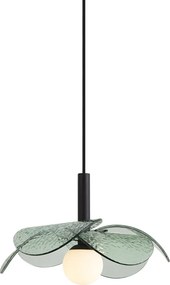 Designerska lampa wisząca czarna z zielonym szkłem - Kemner