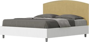 Łóżko wyposażone w stelaż z listwami 160x200 konstrukcja Frassino biała zagłówek microfibra Okra Antilia