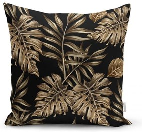 Poszewka na poduszkę Minimalist Cushion Covers Golden Leafes With Black BG, 45x45 cm