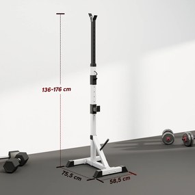 HOMCOM Zestaw 2 Stojaków na Hantle, 3 Poziomy, Regulowana Wysokość, Stojak ze Stali do 200 kg Srebrny+Czarny