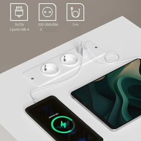 Stolik nocny LUCIANO z funkcją ładowania, 35x45x58,3 cm, biały Vasagle