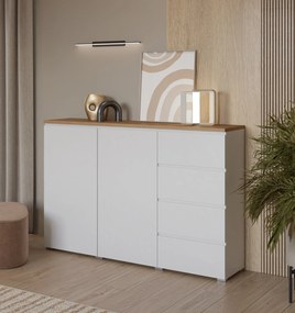 Komoda ORVO - Biały / 150 cm / 4 szuflady