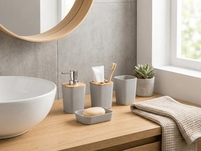 Zestaw łazienkowy NATUREO 6 szt., bambus/szary