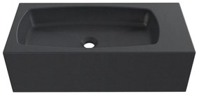 Umywalka betonowa wisząca / nablatowa prostokątna bez otworu na baterię 65 x 30 cm z półką ZALM | różne kolory : Kolor - Czarny, Typ montażu - nablatowa