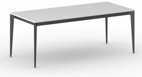 Stół konferencyjny do biura PRIMO ACTION, 200x90 cm, czarna podstawa, biały