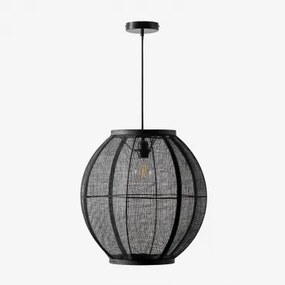 Lampa Sufitowa Wisząca Z Lnu Ziyec Czarna & Ø45 Cm - Sklum