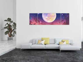 Obraz - Kobieta i pies w pełni księżyca (170x50 cm)