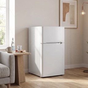 HOMCOM Mini lodówka z zamrażalnikiem 2-drzwiowa z regulowanym termostatem mała lodówka na napoje 90 l biały | Aosom PL