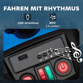 AIYAPLAY Elektryczny quad dla dzieci, pojazd 24V z 4 kołami, reflektory, port USB, funkcja MP3, 6,5 km/h, 3-8 lat