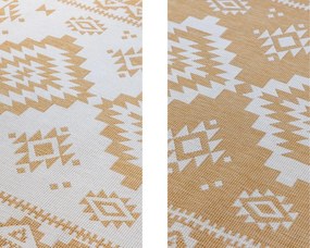 Dywan dwustronny zewnętrzny Gemini kremowo-złoty 80 cm x 150 cm