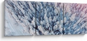 Obraz ośnieżonych drzew (z zegarem) (90x30 cm)