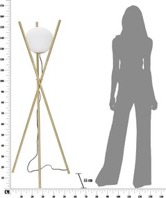 Lampa stojąca w biało-złotym kolorze ze szklanym kloszem (wysokość 155 cm) Glamy – Mauro Ferretti
