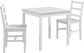HOMCOM Zestaw stół i krzesła 3-częściowy biały z drewnianym siedziskiem do kuchni | Aosom PL