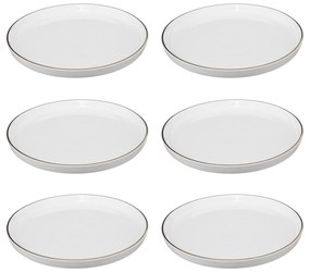Talerze deserowe porcelanowe SUBLIMA, złota obwódka, 6 sztuk x Ø 20 cm