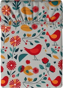 PrzytulneMieszkanie.pl Prześcieradło z mikrofibry RETRO BIRD kolorowe 90x200 cm