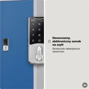 Szafa biurowa metalowa z zamkiem na szyfr szaro-niebieska, 900x1850x400 mm: DANIEL