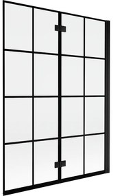 Mexen Mist parawan nawannowy 2-skrzydłowy prawy 130 x 150 cm, czarna kratka, czarny - 8A9-130-002-70-77-P